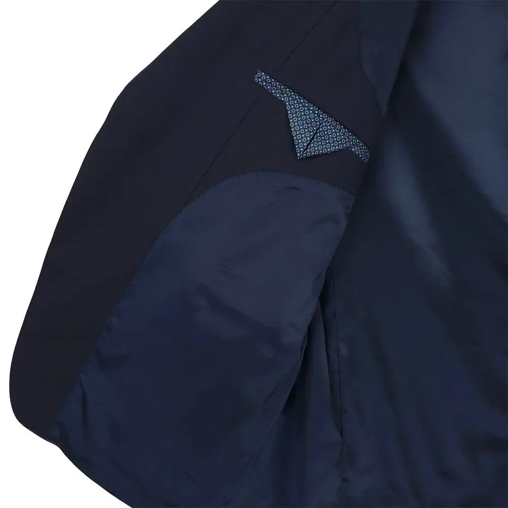 Lauren Ralph Lauren Mens Classic Fit Sport Coat 46R Navy Blue Solid Stretch Wool